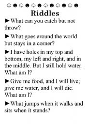 English Worksheet: Riddles