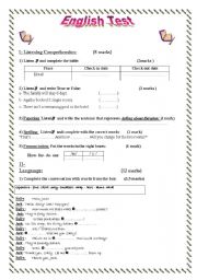 English Worksheet: english test: listening & Gram