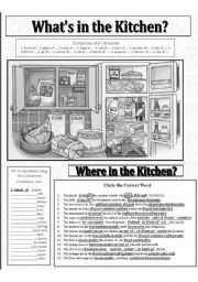 English Worksheet: FOOD: Whats in the Kitchen? Blackline CopyMaster
