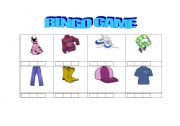 English Worksheet: Clothes BINGO