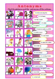 English Worksheet: Antonyms- Opposite meanings!