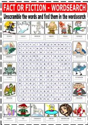 English Worksheet: FACT OR FICTION - WORDSEARCH