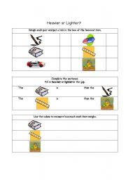 English Worksheet: Heavier or lighter?