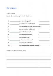 English Worksheet: do or does