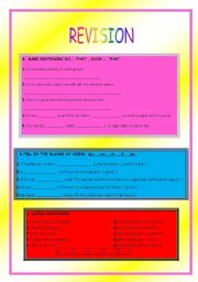 English Worksheet: REVISION (3 PAGES )