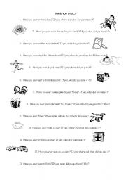 English Worksheet: Have you ever...?