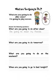 English Worksheet: going to
