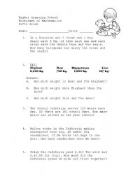 English worksheet: Resolve the problems