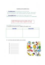 English Worksheet: Countable and Uncountable nouns