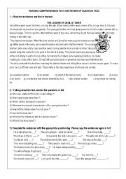 English Worksheet: Reading Comprehension - review of Tag questions