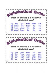 English Worksheet: Alphabetical Order Task Cards