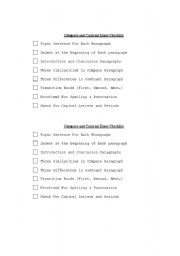 English worksheet: Compare Contrast Checklist