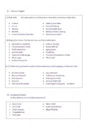 English Worksheet: Classroom Language