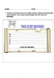 English Worksheet: MOTHERS DAY