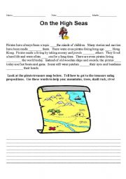 English Worksheet: Prepositions-Pirates