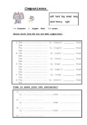 English Worksheet: bigger/smaller