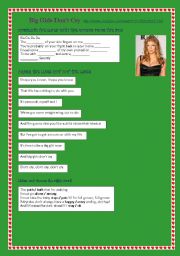 English Worksheet: SONG - BIG GIRLS DONT CRY (FERGIE)