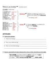 English Worksheet: Clothes - What are you wearing?
