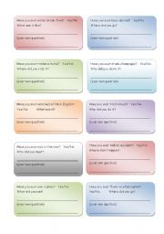 English Worksheet: Activity cards - walkaround - Present Perfect, Simple Past