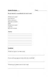 English Worksheet: Introductions Worksheet