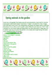 English worksheet: Spring animals in the garden set 1