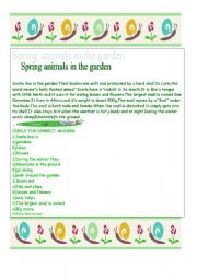 English Worksheet: Spring animals in the garden set 1