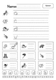 English Worksheet: Alphabet a,c,d,v