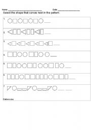 English worksheet: pattern and shape