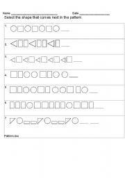 English Worksheet: pattern and shape
