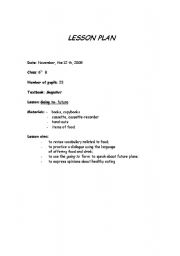 English worksheet: lesson plan