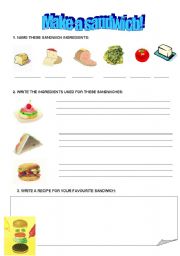 English worksheet: sandwiches