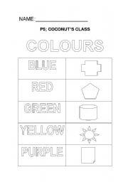 English Worksheet: Shapes & Colours