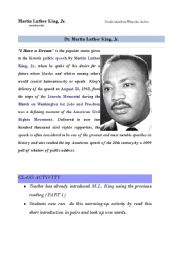 English Worksheet: Martin Luther KIng Jr 