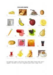 English Worksheet: food and drinks