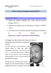 English Worksheet: Martin Luther King Jr 