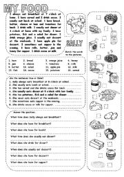 English Worksheet: MY FOOD