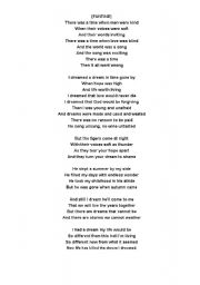 English worksheet: I dreamed a dream (lyrics)