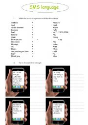 English Worksheet: SMS Language