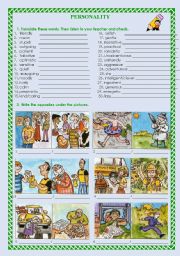 English Worksheet: personality adjectives