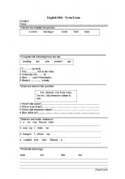 English Worksheet: mid term exam