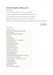 English worksheet: Vocabulary - Room Booking