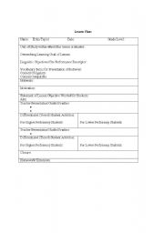 English Worksheet: Lesson Plan Template