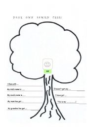 English worksheet: My own family tree!