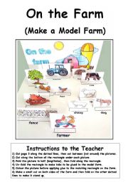 English Worksheet: Model Farm - Cut out the pieces to make a 