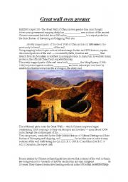 English worksheet: great wall even greater