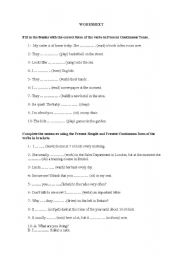 English Worksheet: Present Simple & Present Continuous Tense