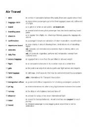 English worksheet: Air Travel Vocabulary
