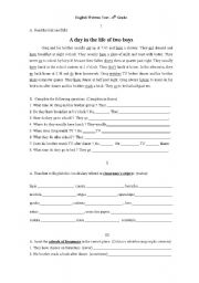 English Worksheet: 6th grade test