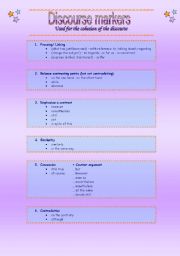 English Worksheet: Discourse markers