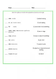 English worksheet: SUFFIXES